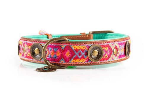 COLLIER AZTEC orange vert Colliers et laisses pour chien coloris orange